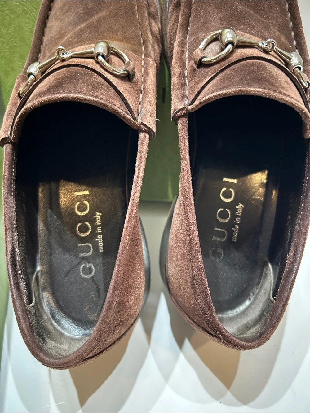 Men’s Gucci Brown Suede Horsebit Slip-On Loafers Sz 8D with Original Box VGUC